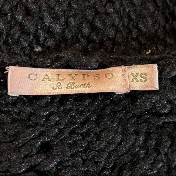 Calypso St Barth Wool & Silk Chunky Knit Blend Open Front Cardigan Sweater Black - Picture 8 of 12